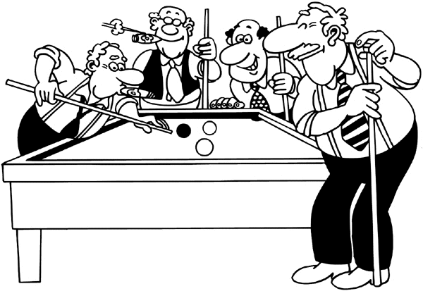 Men playing pool vinyl sticker. Customize on line. Games 044-0180
